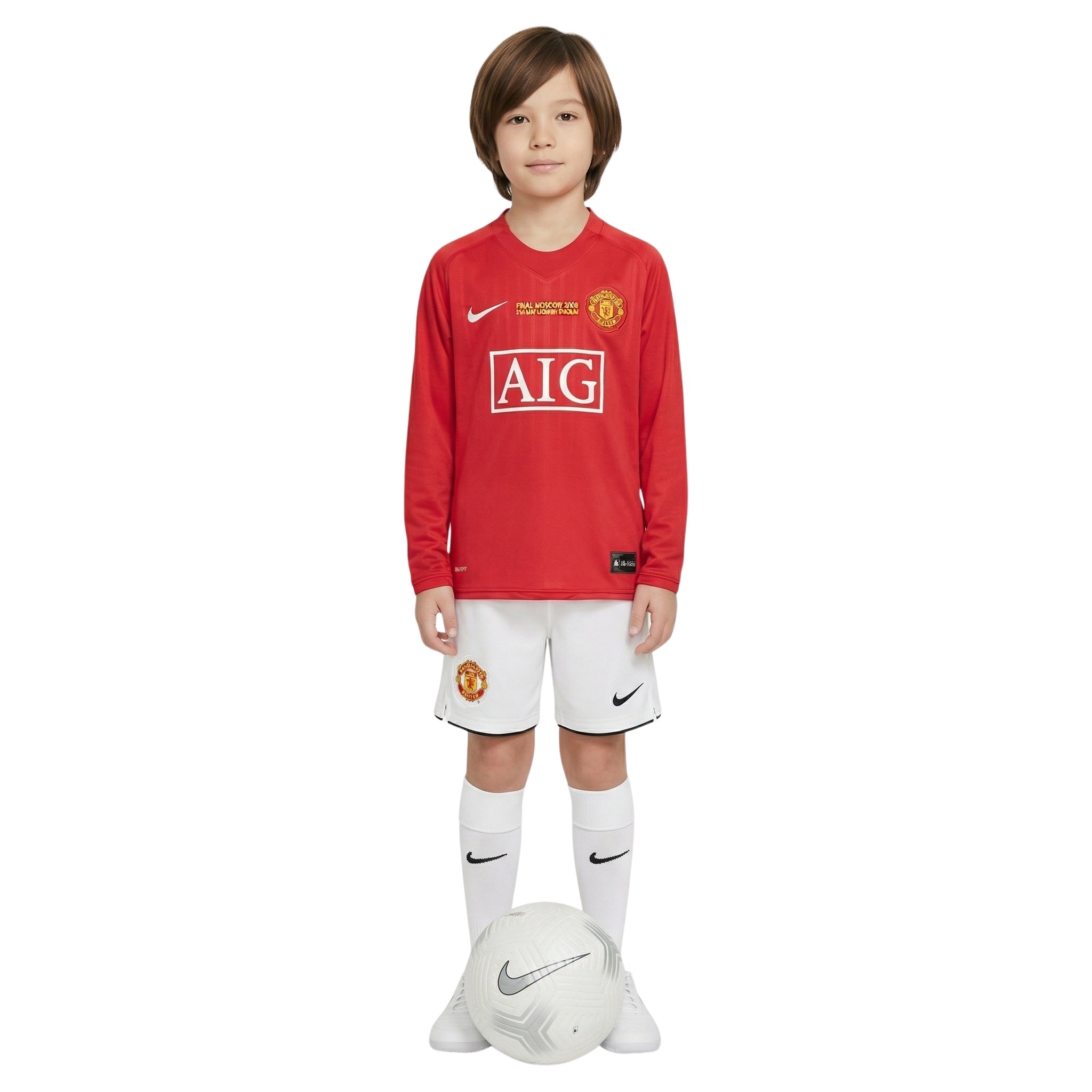 Kit de Criança - Manchester United Principal 07/08 - Manga Comprida - Final da Liga dos Campeões